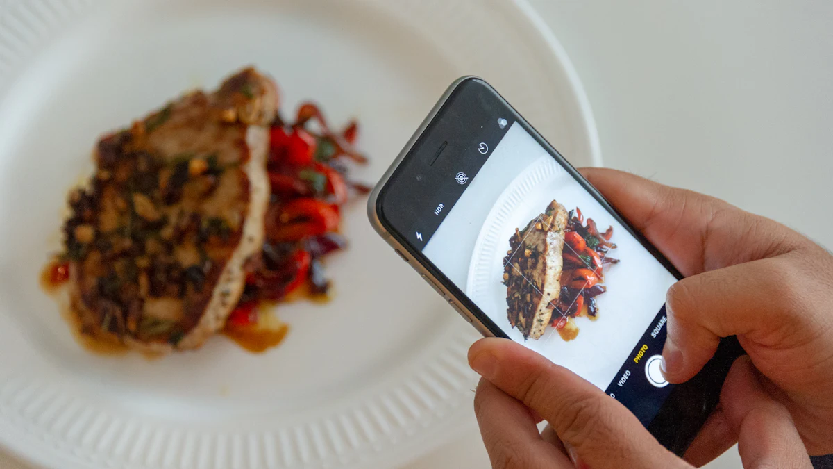 A beautifully plated dish styled on a table for a food photography shoot